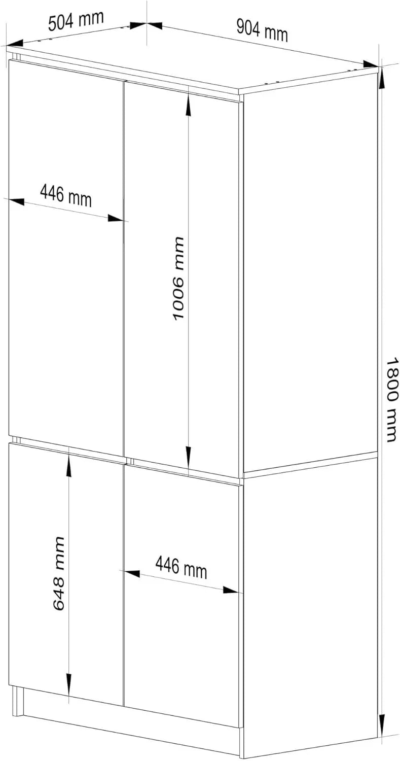 AKORD S90 Armario 4 Puertas Roble Artisan y Blanco 90 x 51 x 180 cm