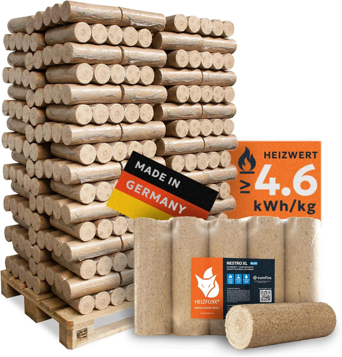 Briquetas de Madera Nestro XL Blue Palé 960 kg (96 x 10 kg) para Chimenea y Estufa