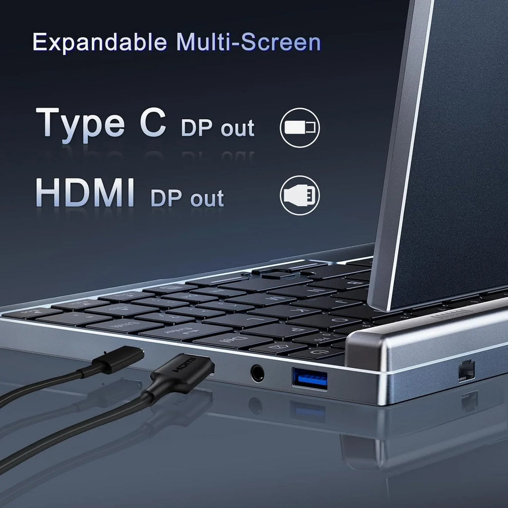 Mini Portátil 8" 2 en 1 Táctil, Intel N150, 12 GB RAM, 1 TB SSD, Windows 11, Wi-Fi 6