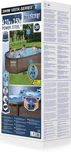 Bestway Power Steel Piscina Desmontable Tubular 427 x 250 x 100 cm con Depuradora, Diseño Ratán