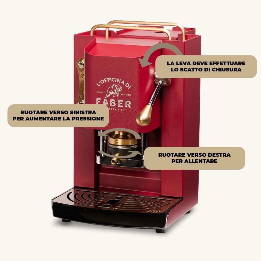 Faber Pro Total Deluxe Cafetera de Monodosis ESE 44 mm de Latón, 1,3 L
