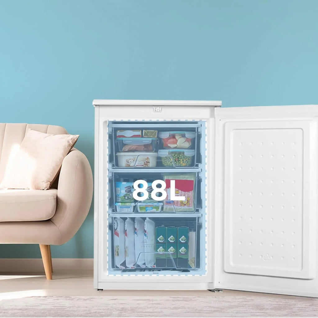 COMFEE RCU83WH3EU(E) Congelador Vertical 88 L, 3 Cajones, Termostato Ajustable, Blanco