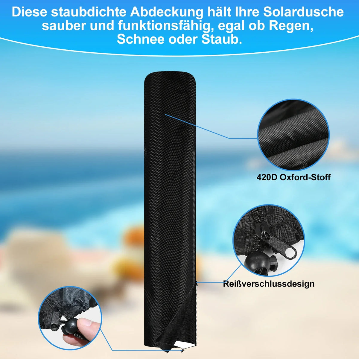 Sonnewelt Ducha Solar de Jardín 60 L con Funda y Ducha de Mano