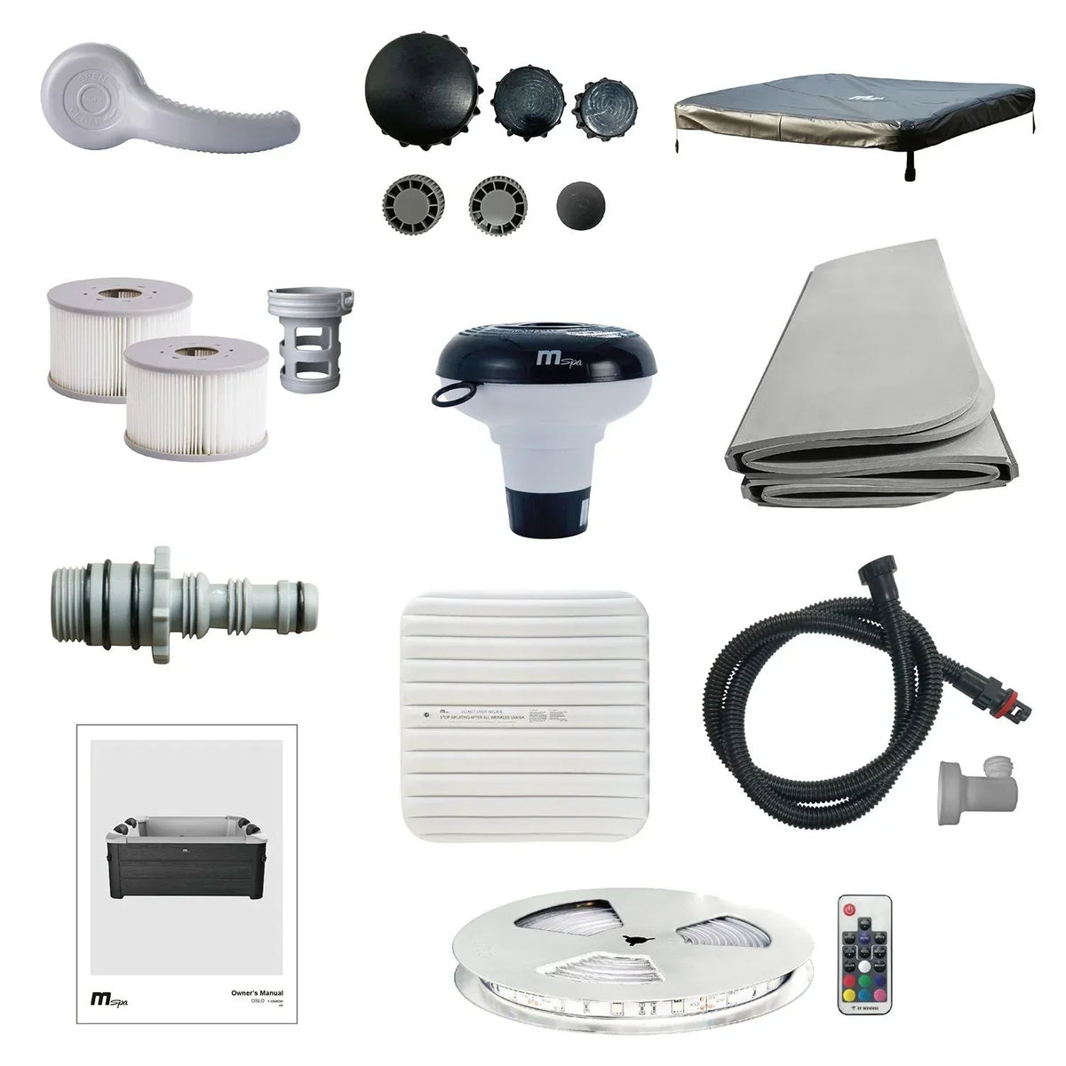 Spa Hinchable Oslo para 6 Personas 850 L con Iluminación LED y App, Gris