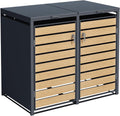 ESTEXO Cubre Contenedores de Acero para 1 Cubo de 240 L con 2 Puertas, Antracita Efecto Madera
