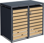 ESTEXO Cubre Contenedores de Acero para 1 Cubo de 240 L con 2 Puertas, Antracita Efecto Madera