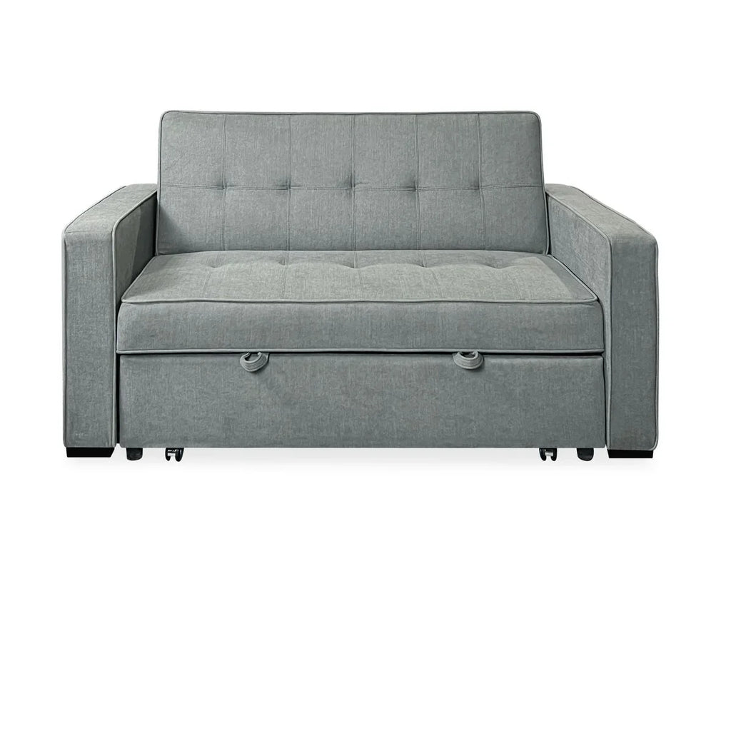 Sofá Cama 2 Plazas Vienna con Reposabrazos, Sistema de Arrastre, Gris