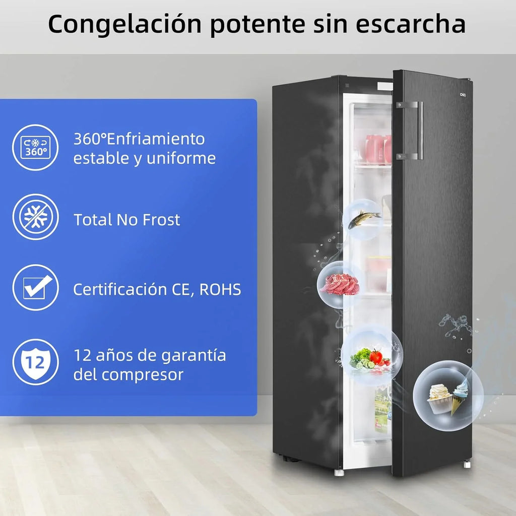 CHiQ FSD166NE4E Congelador Vertical No Frost 166 L, Control Electrónico, Inox Negro, Clase E