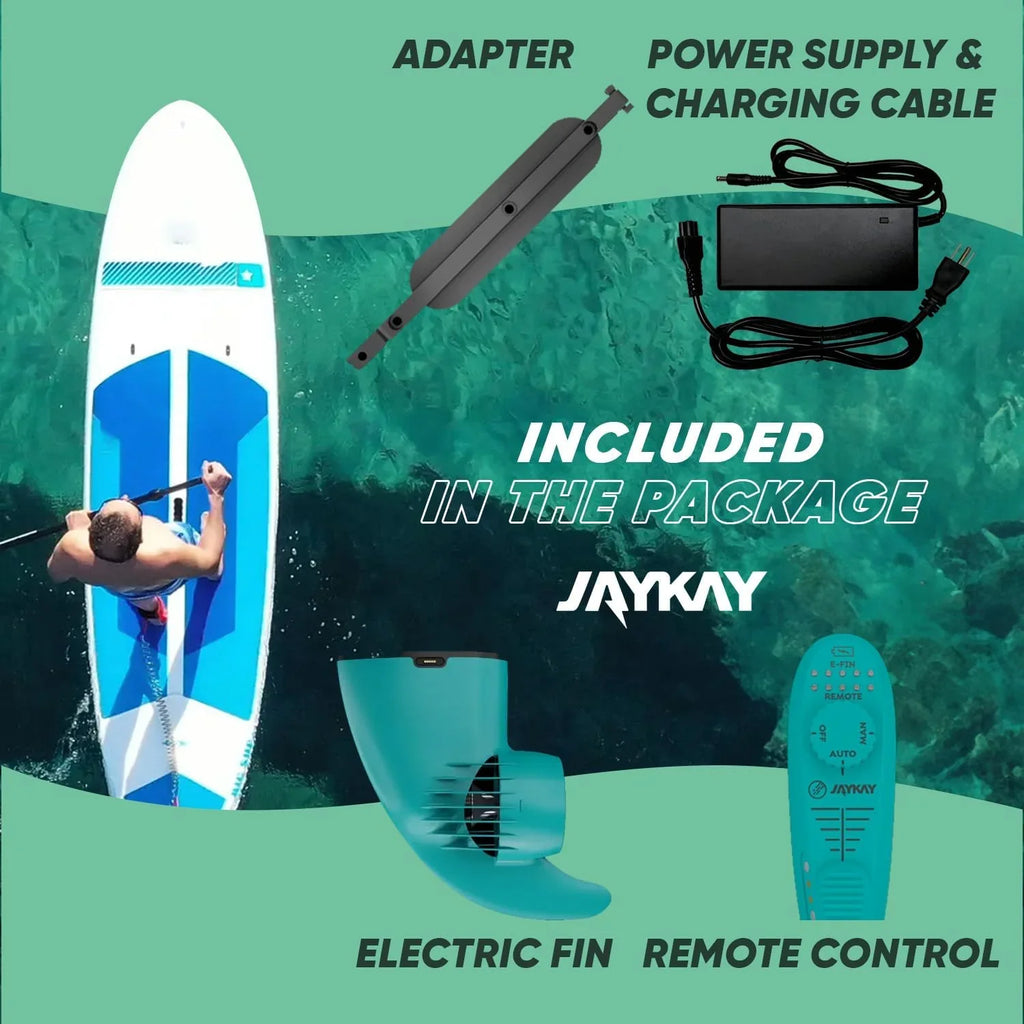 JayKay SUP E-Fin Aleta Eléctrica para Paddle Surf, Kayak y Windsurf, hasta 6 Horas de Batería