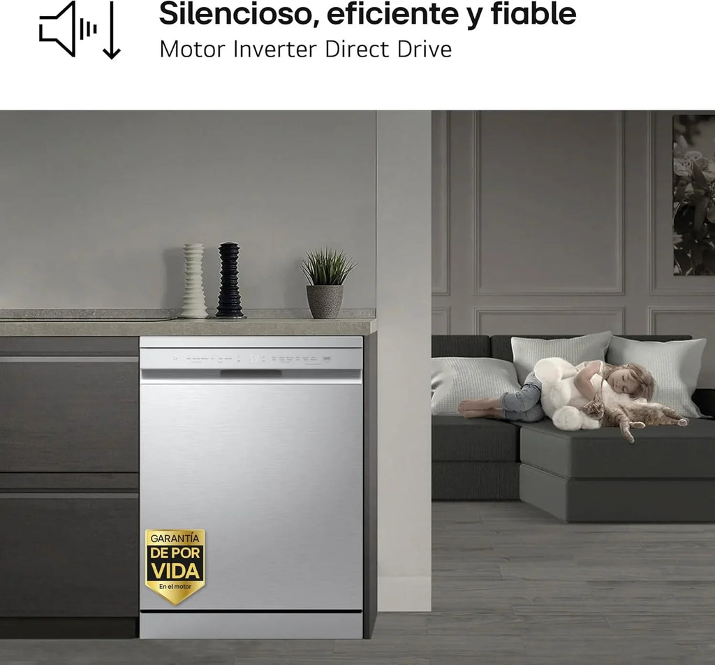 DF273FV Lavavajillas QuadWash Steam 14 Servicios, Tercera Bandeja, WiFi, Apertura Automática, Clase A