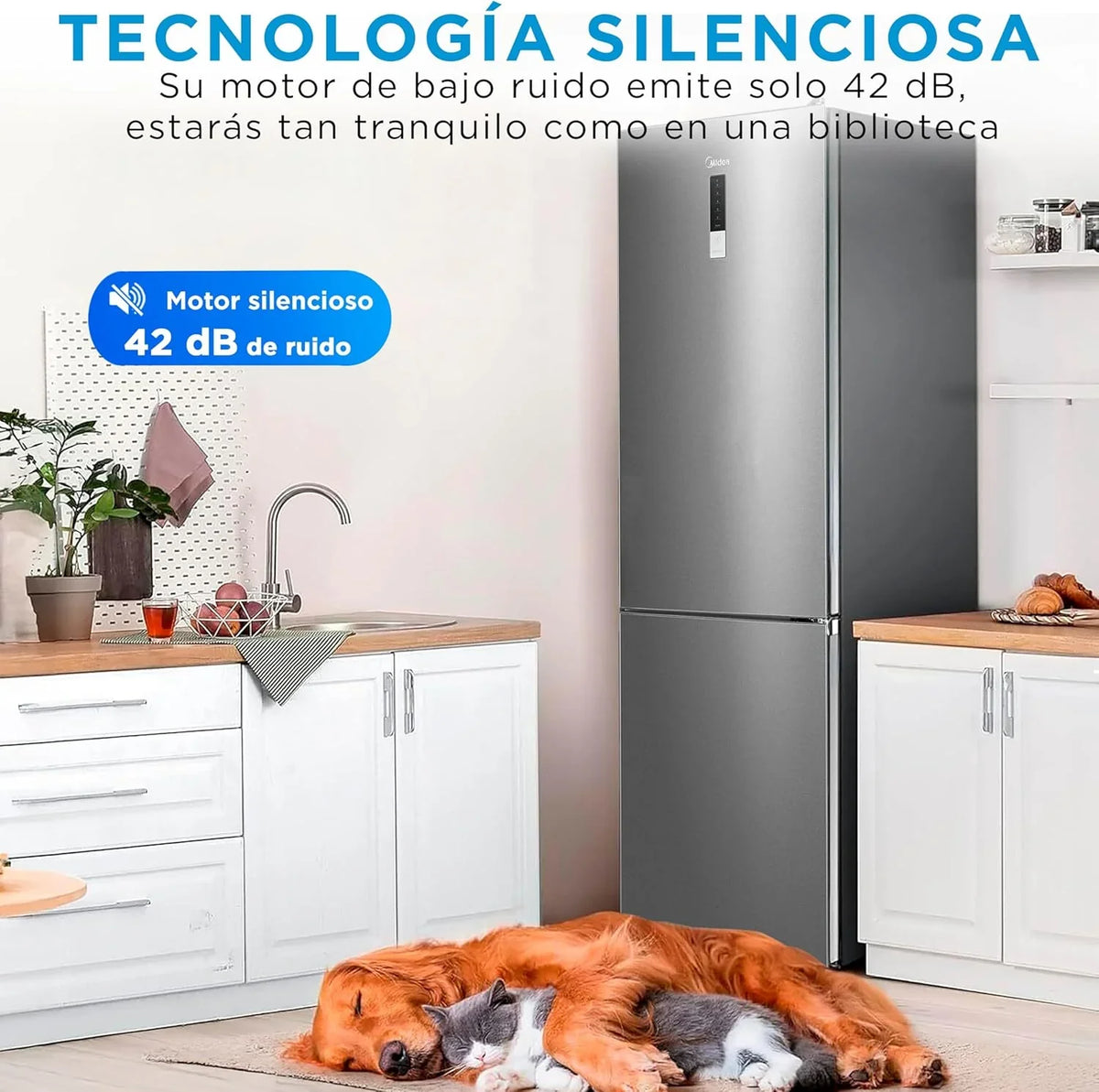Midea MDRB424FGE02OE Frigorífico Combi No Frost 310 L, 188 x 60 cm, Inox