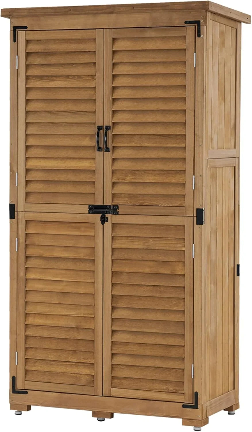 MCombo Armario de Jardín de Madera de Abeto 82 x 42 x 160 cm con Techo Inclinado