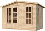 TIMBELA M334FB Caseta de Jardín de Madera 6 m² con Suelo, Ventana y Puerta Doble, Tejas Verdes