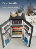 FOHERE Mini Frigorífico 90 L con Congelador de 26 L, 2 Puertas, Silencioso 43 dB