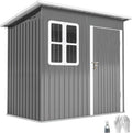 Outsunny Caseta de Jardín Metálica 2,55 m² 221 x 133 x 190 cm con Ventana y Cerradura, Gris Oscuro