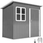 Outsunny Caseta de Jardín Metálica 2,55 m² 221 x 133 x 190 cm con Ventana y Cerradura, Gris Oscuro
