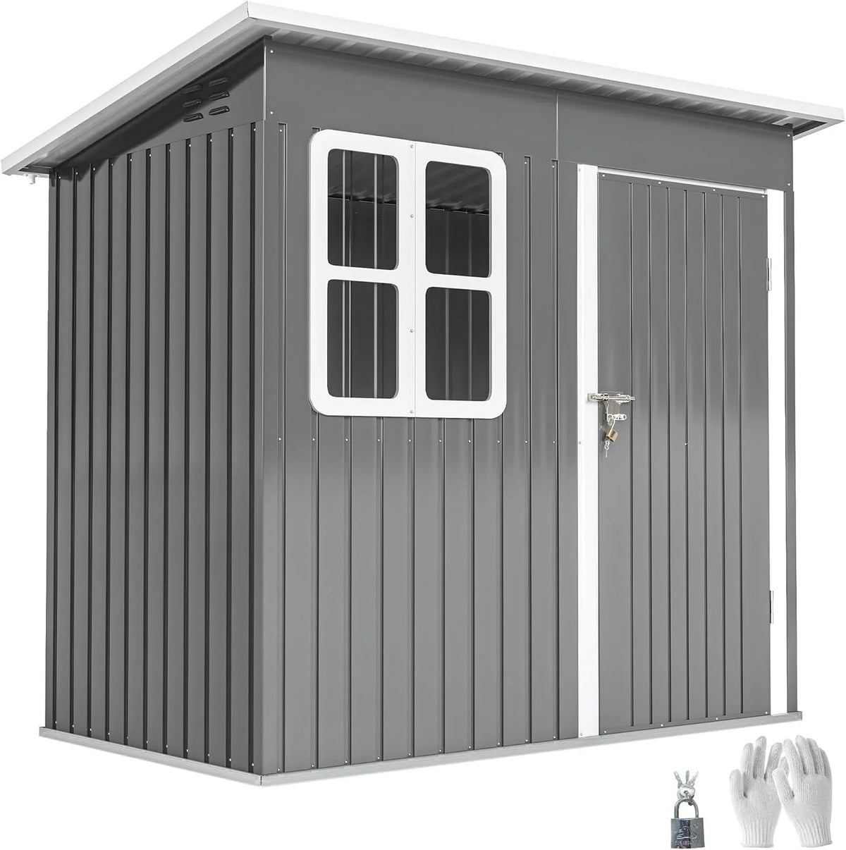 Outsunny Caseta de Jardín Metálica 2,55 m² 221 x 133 x 190 cm con Ventana y Cerradura, Gris Oscuro