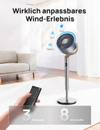 Dreo PolyFan Ventilador de Pie Silencioso 20 dB, Oscilación 120° + 120°, 1200 m³/h, 102 cm