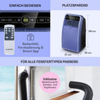 Klarstein Aire Acondicionado Portátil 4 en 1 con Modo Noche y Bajo Consumo, hasta 12000 BTU