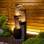 Bumilgar Fuente de Jardín Grande con Cascada de 5 Niveles y Luz LED, 134 cm