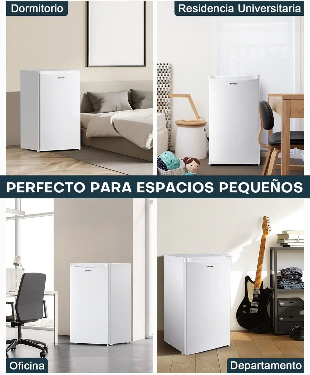 Upstreman BR321 Frigorífico Pequeño con Congelador 91 L, Silencioso, Blanco