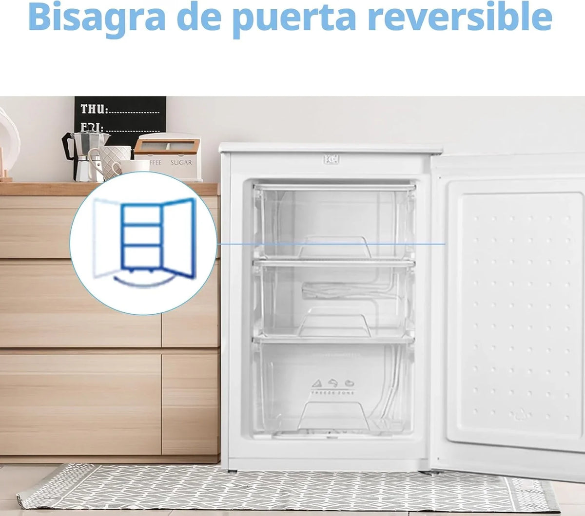 COMFEE RCU83WH3EU(E) Congelador Vertical 88 L, 3 Cajones, Termostato Ajustable, Blanco