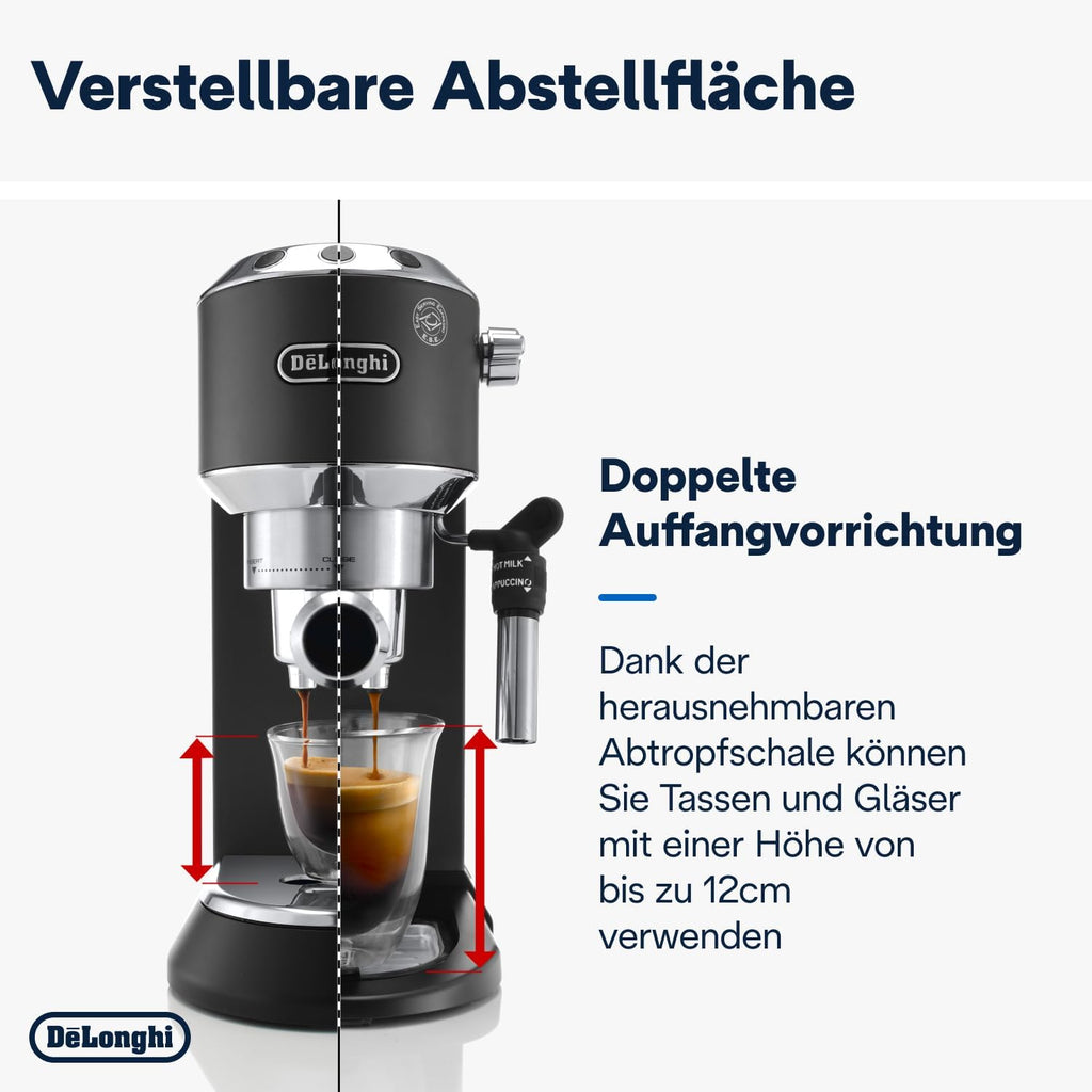 De'Longhi Dedica Style EC 685.M Cafetera Espresso de Brazo con Vaporizador, 15 cm, Plata