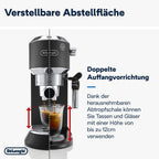 De'Longhi Dedica Style EC 685.M Cafetera Espresso de Brazo con Vaporizador, 15 cm, Plata