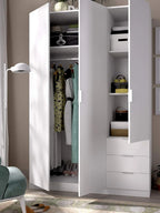 DEKIT Grupo Rimobel Armario Ropero 3 Puertas y 3 Cajones Blanco 121 x 184 x 52 cm