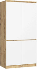 AKORD S90 Armario 4 Puertas Roble Artisan y Blanco 90 x 51 x 180 cm