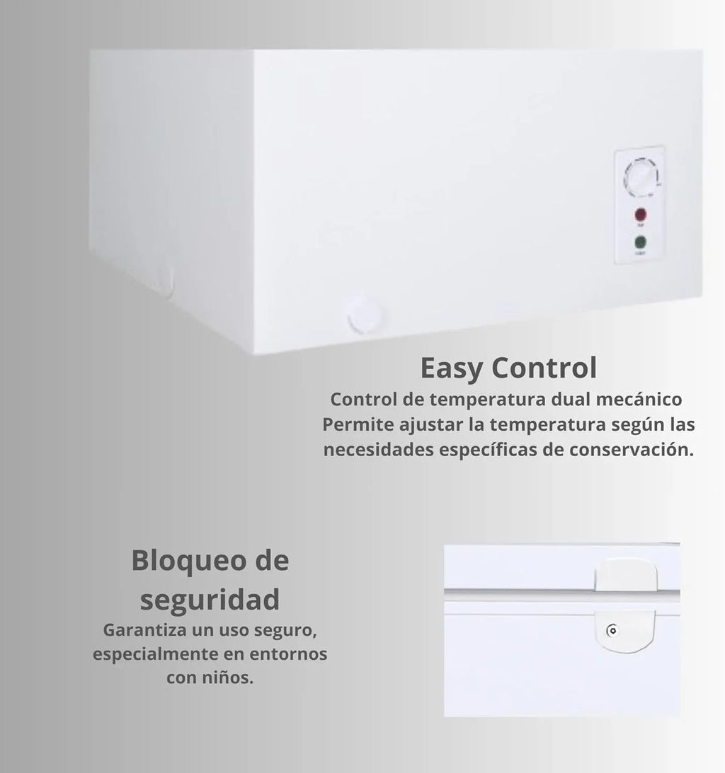 VOK EVF-194CDEW Congelador Horizontal 194 L, Función Dual, Congelación Rápida, Luz LED, Blanco