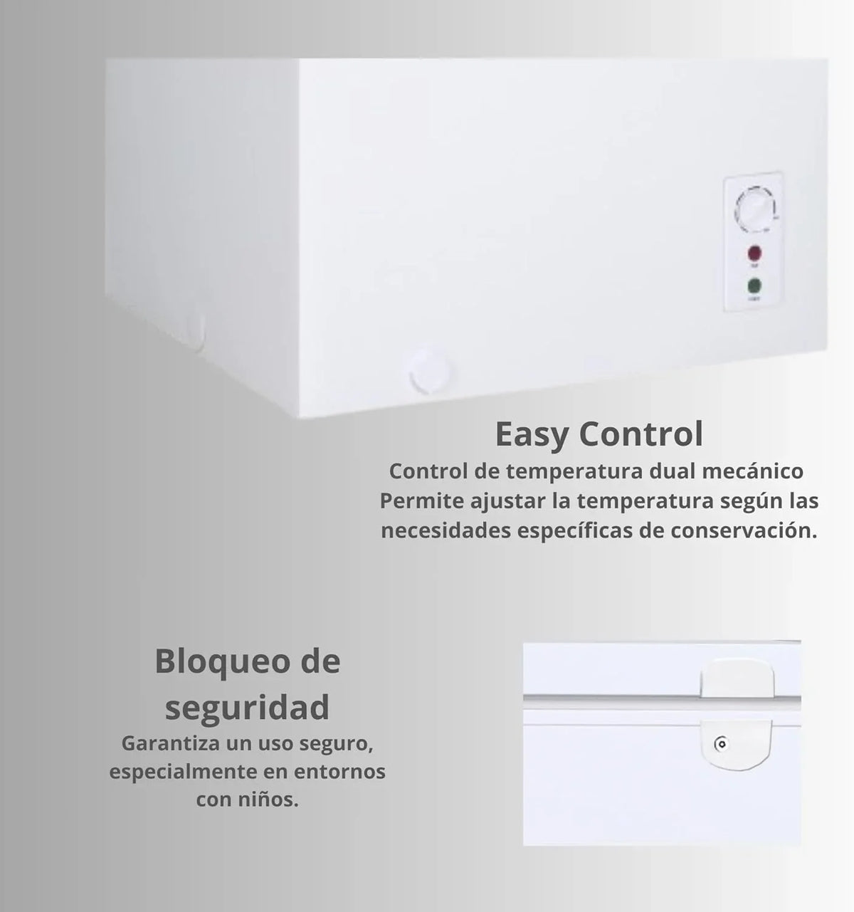 VOK EVF-194CDEW Congelador Horizontal 194 L, Función Dual, Congelación Rápida, Luz LED, Blanco