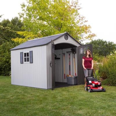 Caseta de Jardín de Resina 8 x 10 pies (2,4 x 3 m) con Puertas con Cerradura