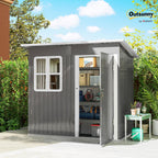 Outsunny Caseta de Jardín Metálica 2,55 m² 221 x 133 x 190 cm con Ventana y Cerradura, Gris Oscuro