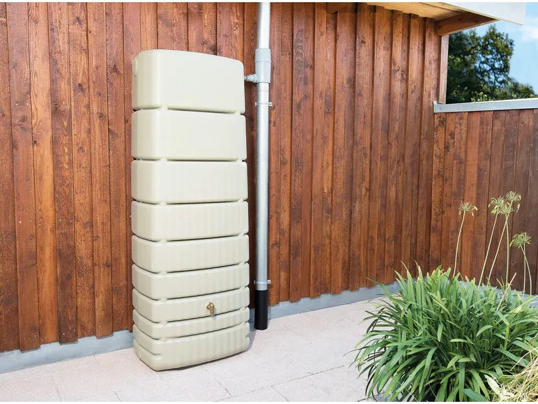 4rain Depósito de Agua de Lluvia SLIM 650 L con Grifo y Sujeción Antiviento