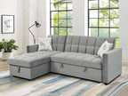 IBERA HOME Kris Sofá Cama Chaise Longue Reversible 210 x 145 cm con Arcón, Terciopelo Gris