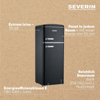 SEVERIN RKG 8933 Frigorífico Combi Retro 206 L con Congelador 4 Estrellas