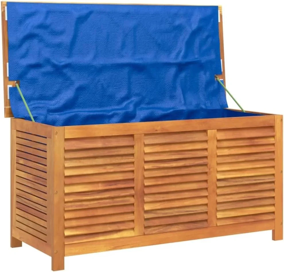 Baúl de Almacenaje de Jardín en Madera de Acacia 113 x 50 x 56 cm con Bolsa Impermeable