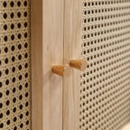 Soweiz Armario de 2 Puertas con Barra y Ratán PE, Natural, para Dormitorio o Salón