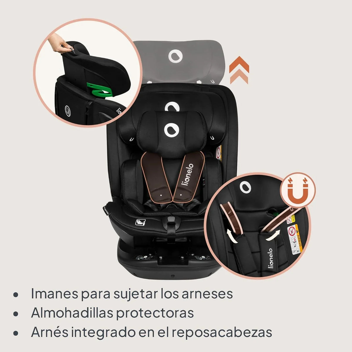 LIONELO Bastiaan RWF i-Size Silla de Coche Giratoria 360° de 40 a 150 cm, Isofix y Top Tether