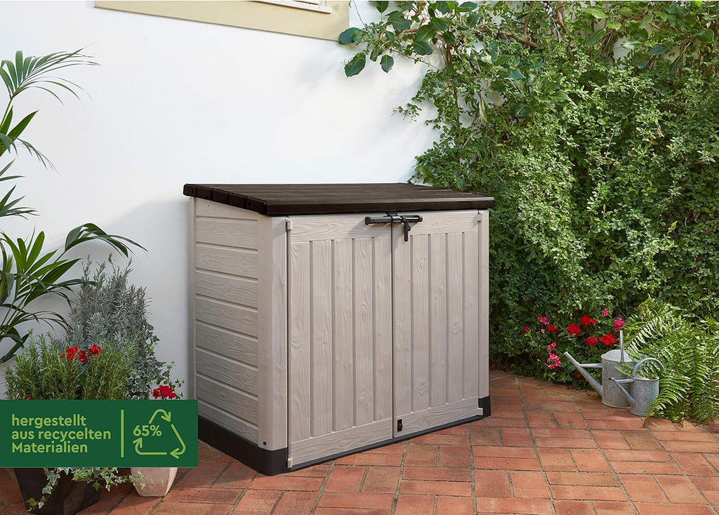 Keter Sio Max Cobertizo de Resina 1200 L con Doble Puerta y Tapa Abatible, Topo/Beige
