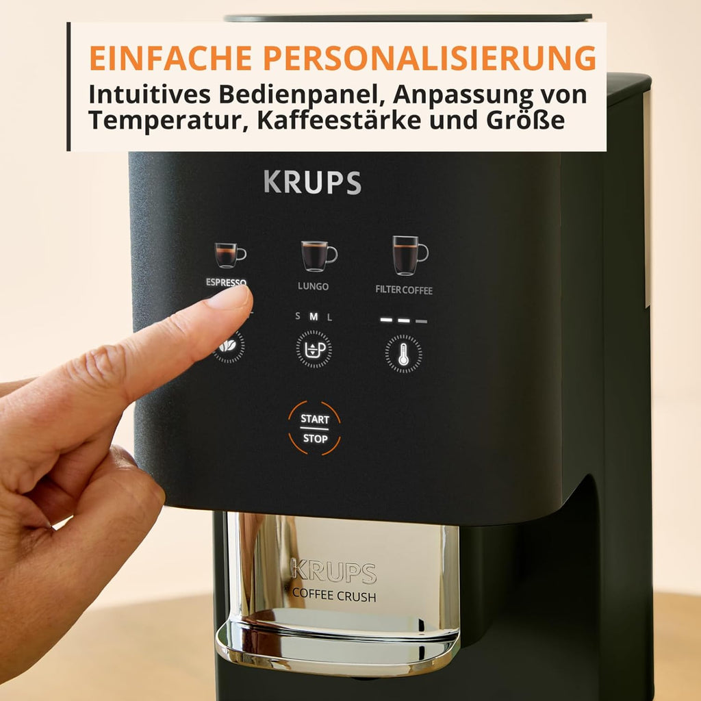 Krups Coffee Crush Extra SA4028E0 Cafetera Superautomática de Solo 15 cm con Molinillo de Acero