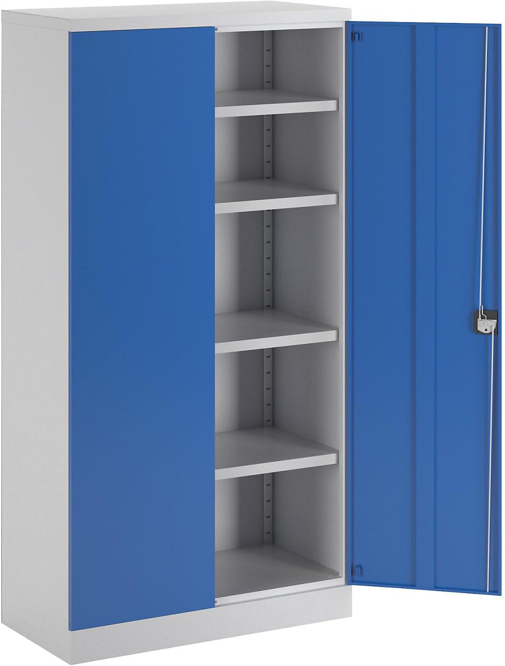 eurokraft Nilas Armario Metálico con 4 Estantes 1950 x 1000 x 500 mm, Gris Claro y Azul