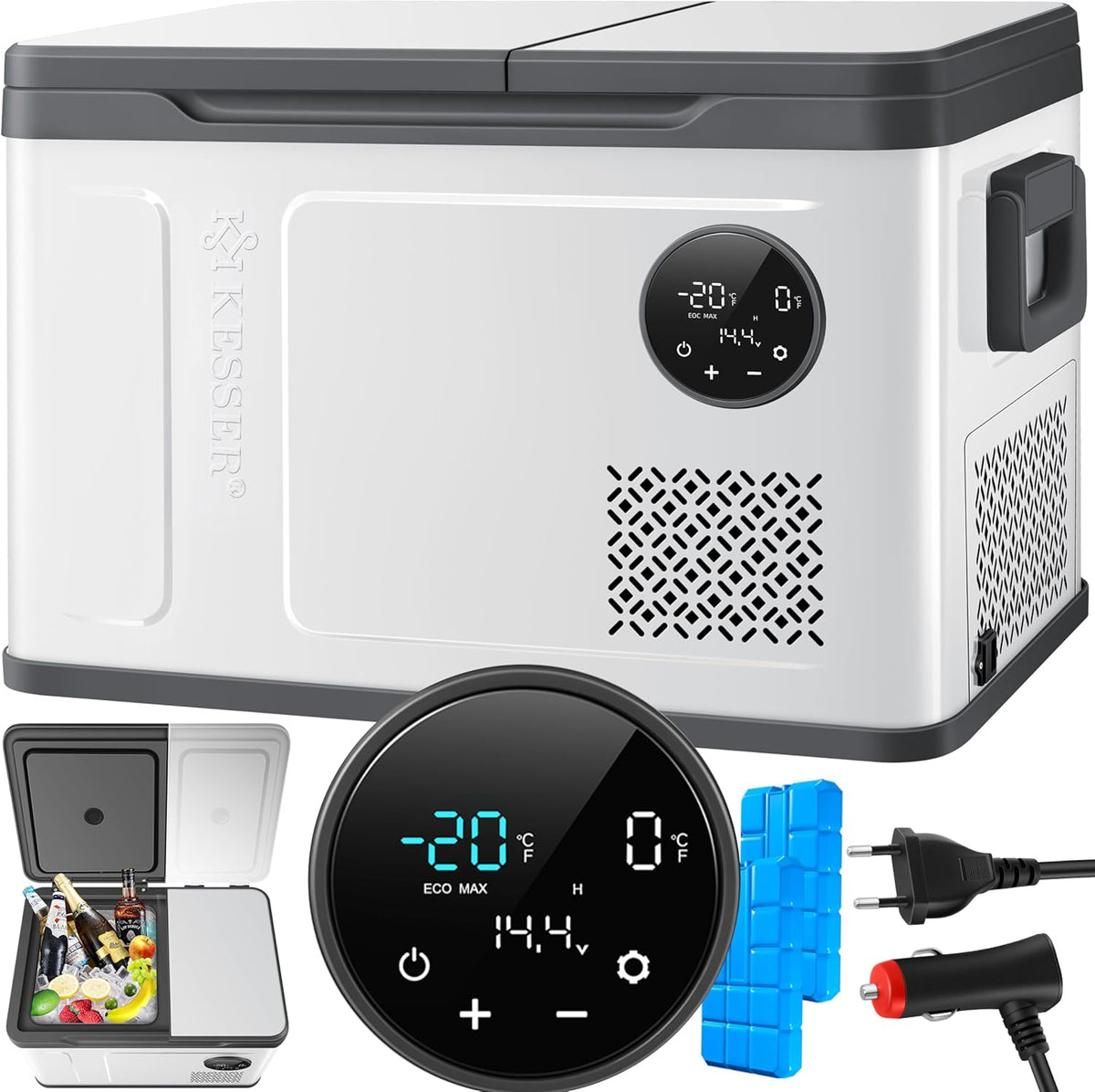KESSER Nevera Portátil de Compresor Doble Zona hasta -20 °C con Pantalla Táctil, 12/24 V y 230 V - imagen 4