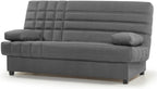 SHIITO Romeo Sofá Cama 3 Plazas Clic-Clac con Arcón y 2 Cojines, Gris Oscuro