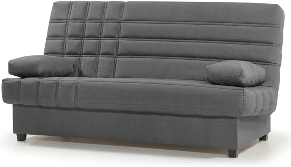 SHIITO Romeo Sofá Cama 3 Plazas Clic-Clac con Arcón y 2 Cojines, Gris Oscuro