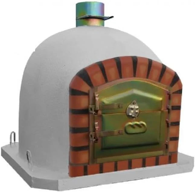 AzJardin Horno de Leña Moruno 100 cm de Ladrillo Refractario con Puerta y Termómetro