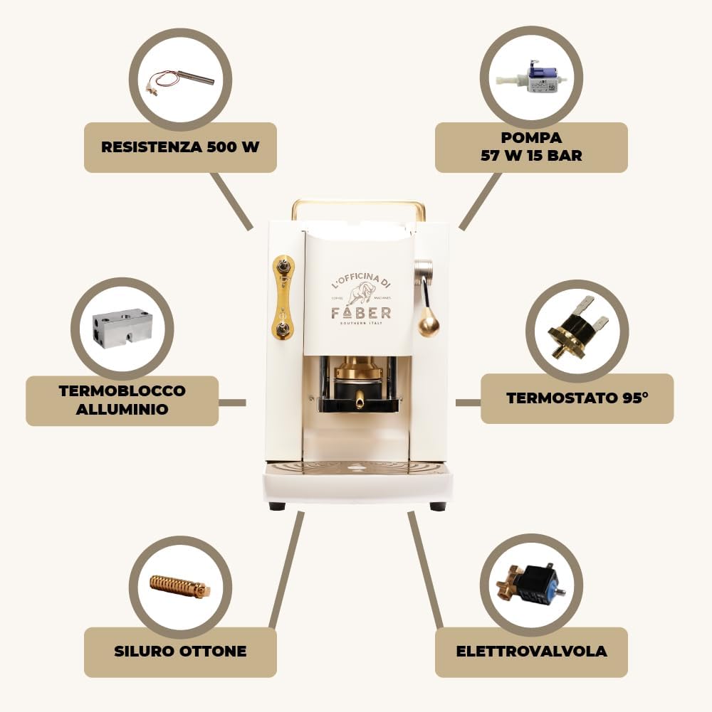 Faber Pro Total Deluxe Cafetera de Monodosis ESE 44 mm de Latón, 1,3 L