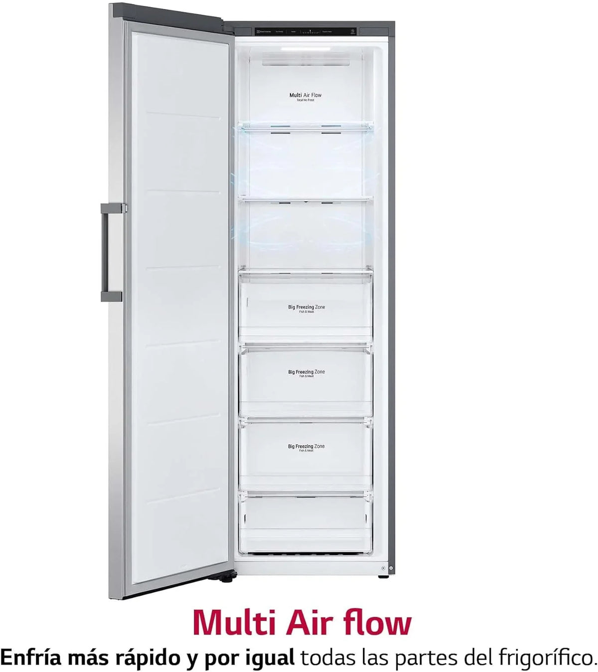 GFT41PZGSZ Congelador Vertical No Frost 324 L, 186 cm, Smart Inverter, Congelación Rápida, Inox