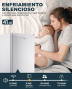 Upstreman BR321 Frigorífico Pequeño con Congelador 91 L, Silencioso, Blanco